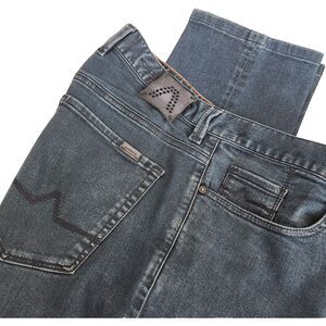 Alberto Jeans Mens 36x28 Luxury T400 Regular Slim Fit Stretch Straight Dark Wash